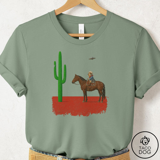 Yorkshire Terrier Yorkie Cowboy Cactus T-Shirt Sage Taco-Dog