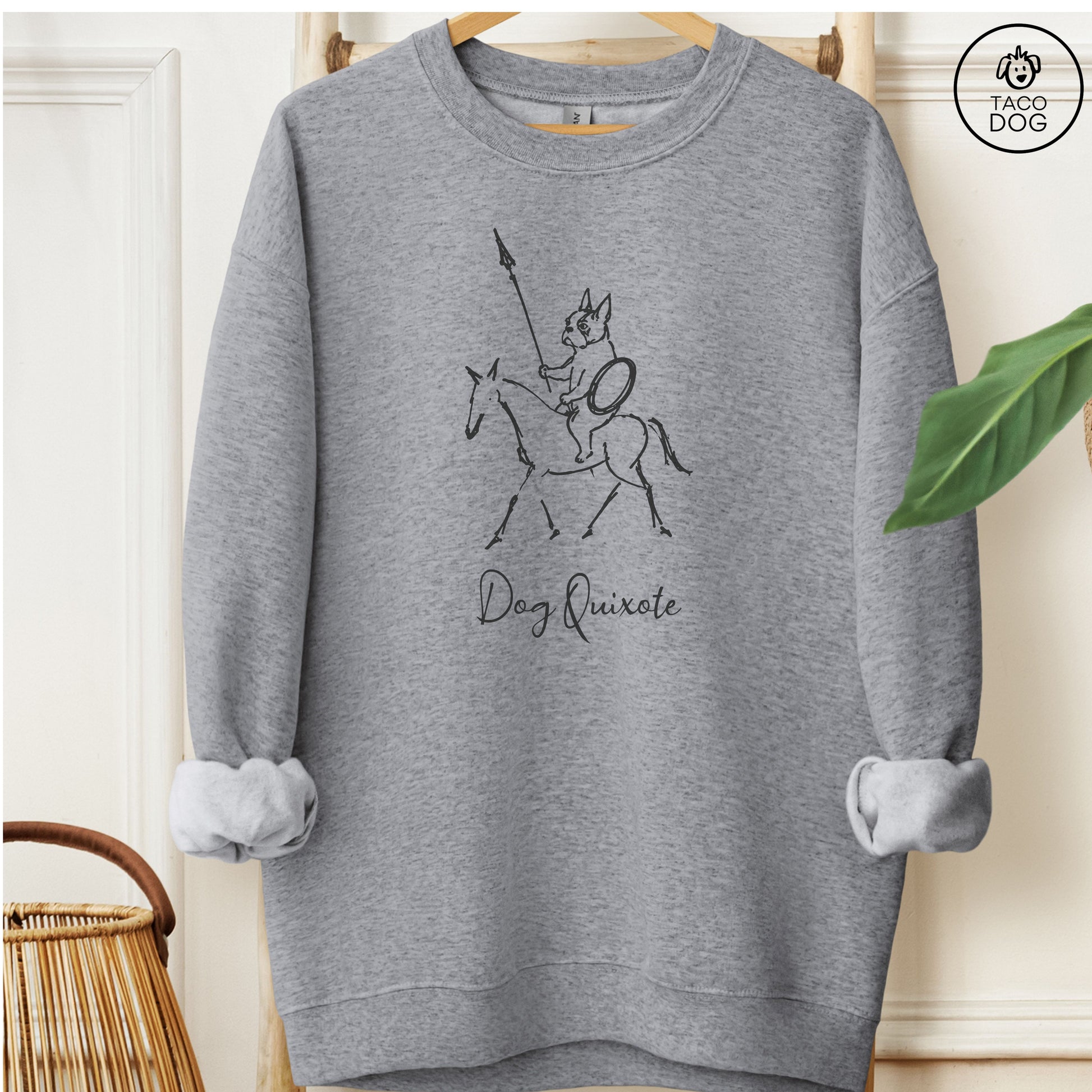Boston Terrier Dog Quixote Sweatshirt Graphite Heather Taco-Dog