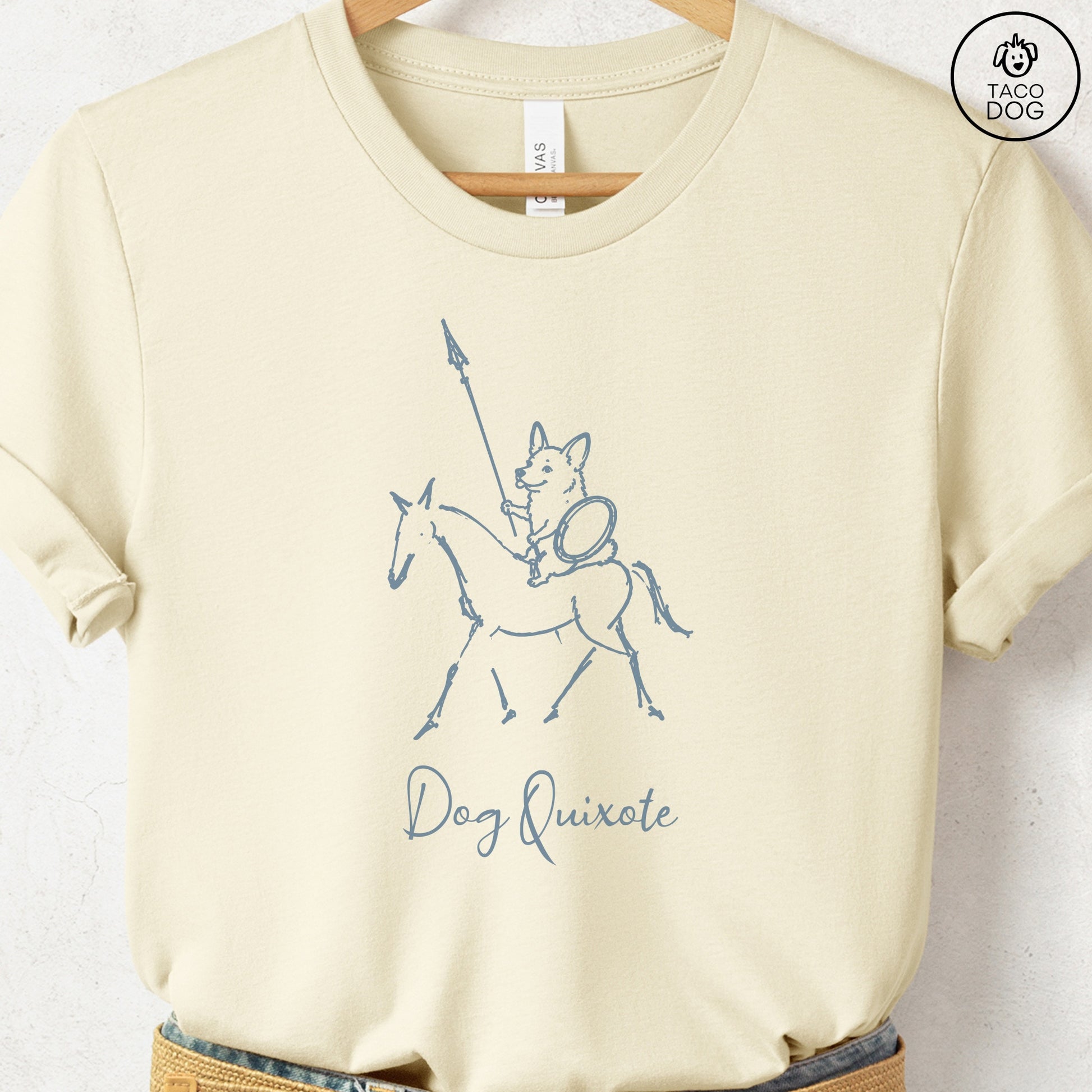 Corgi Dog Quixote T-Shirt Natural Taco-Dog