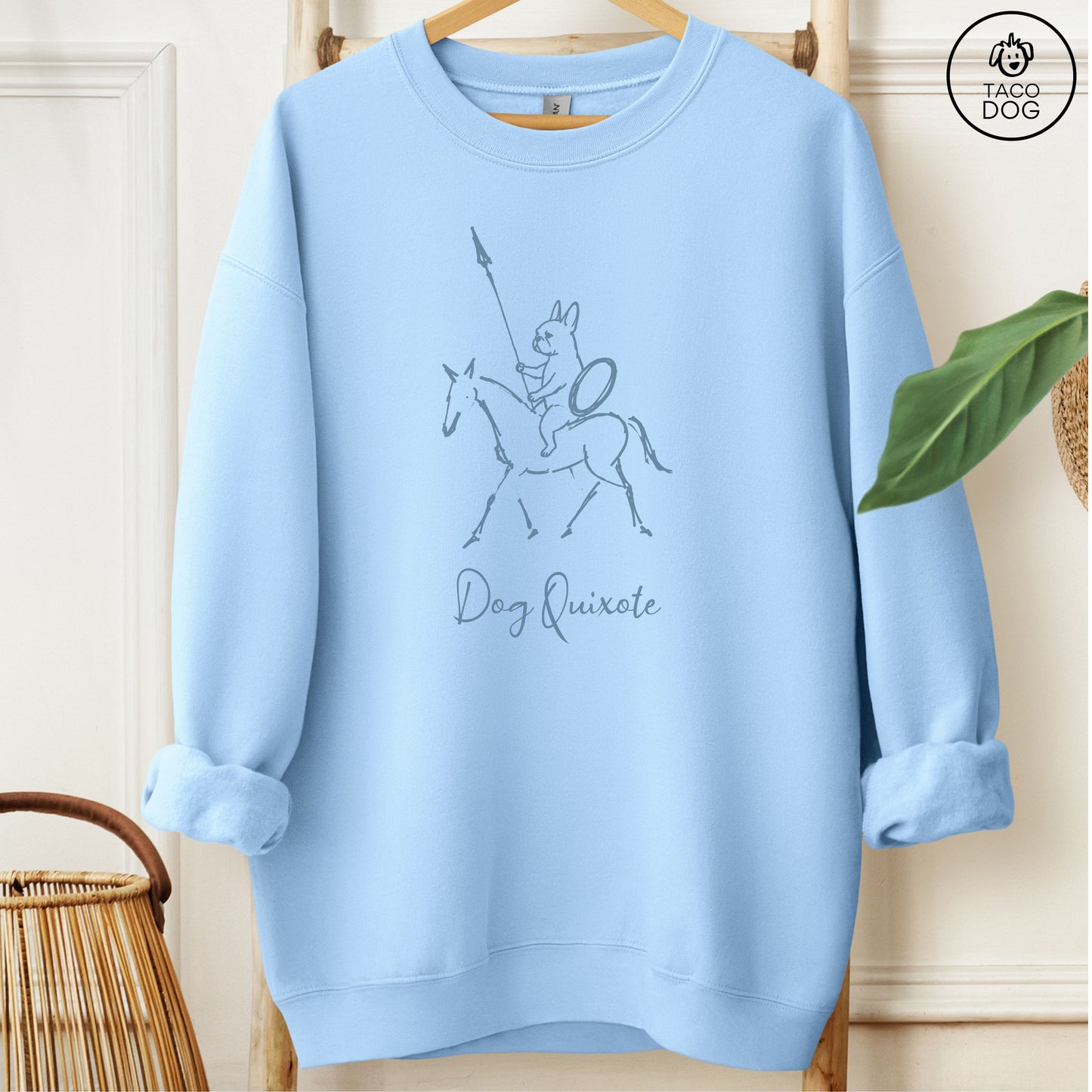 French Bulldog Frenchie Dog Quixote Sweatshirt Light Blue Taco-Dog