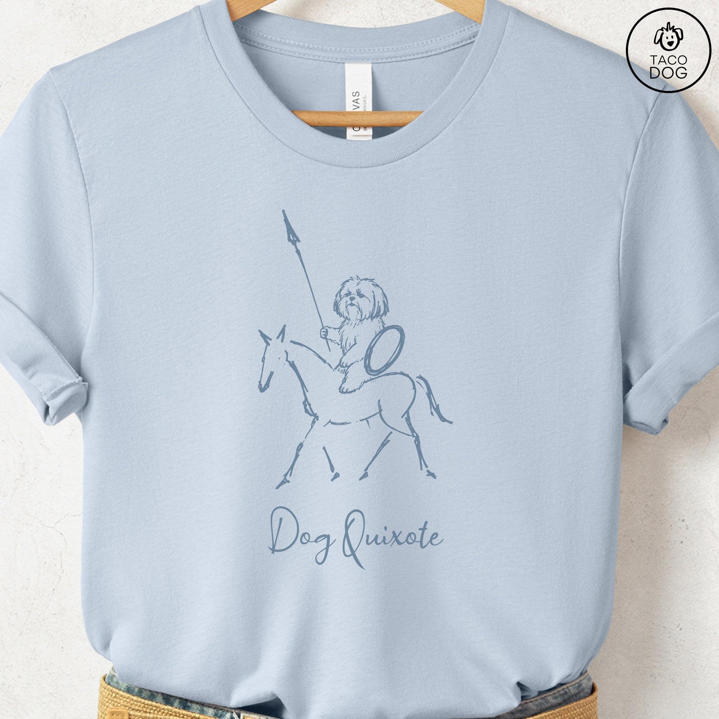 Shih Tzu Dog Quixote T-Shirt Light Blue Taco-Dog