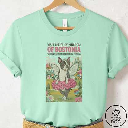 Boston Terrier Fairy Kingdom T-Shirt Mint Taco-Dog