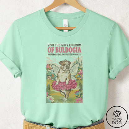 English Bulldog Fairy Kingdom T-Shirt Mint Taco-Dog