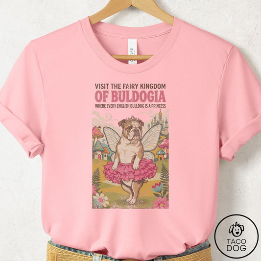 English Bulldog Fairy Kingdom T-Shirt Pink Taco-Dog