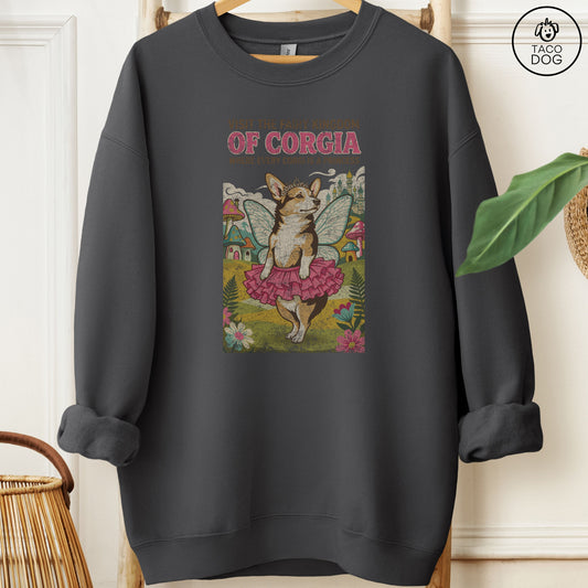 Corgi Fairy Kingdom Sweatshirt Charcoal Taco-Dog