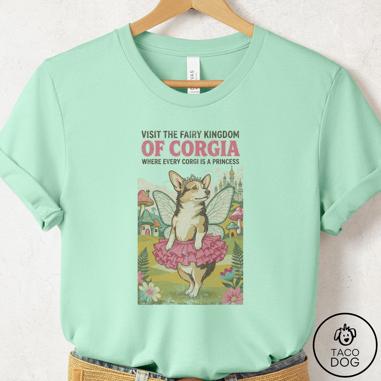 Corgi Fairy Kingdom T-Shirt Mint Taco-Dog