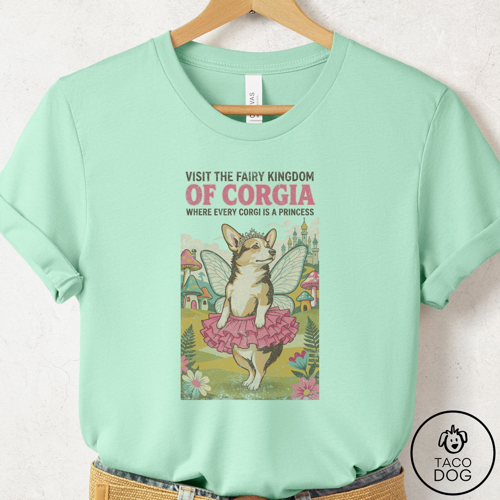 Corgi Fairy Kingdom T-Shirt Mint Taco-Dog