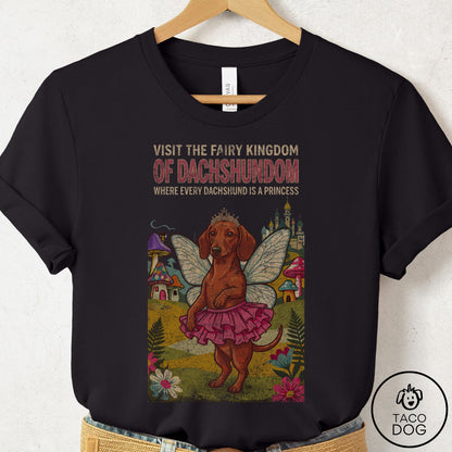 Dachshund Fairy Kingdom T-Shirt Black Taco-Dog