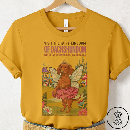 Dachshund Fairy Kingdom T-Shirt Mustard Taco-Dog