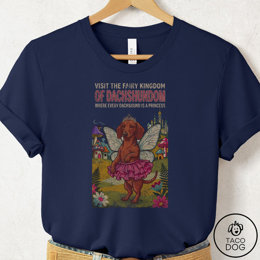 Dachshund Fairy Kingdom T-Shirt Navy Taco-Dog