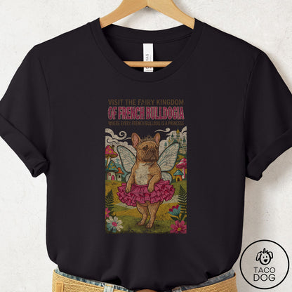 French Bulldog Frenchie Fairy Kingdom T-Shirt Black Taco-Dog