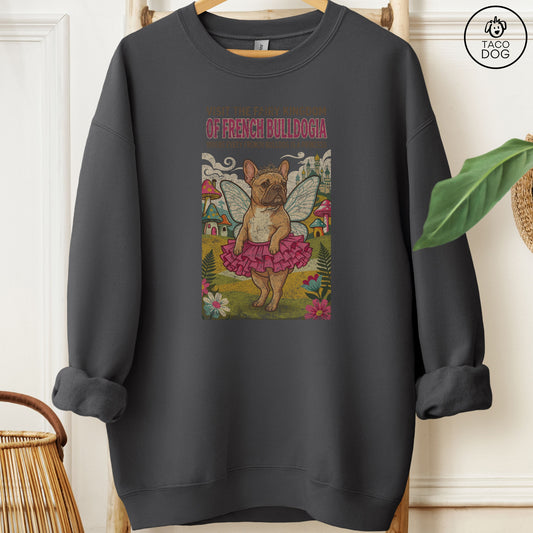 French Bulldog Frenchie Fairy Kingdom Sweatshirt Charcoal Taco-Dog