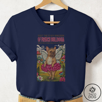 French Bulldog Frenchie Fairy Kingdom T-Shirt Navy Taco-Dog