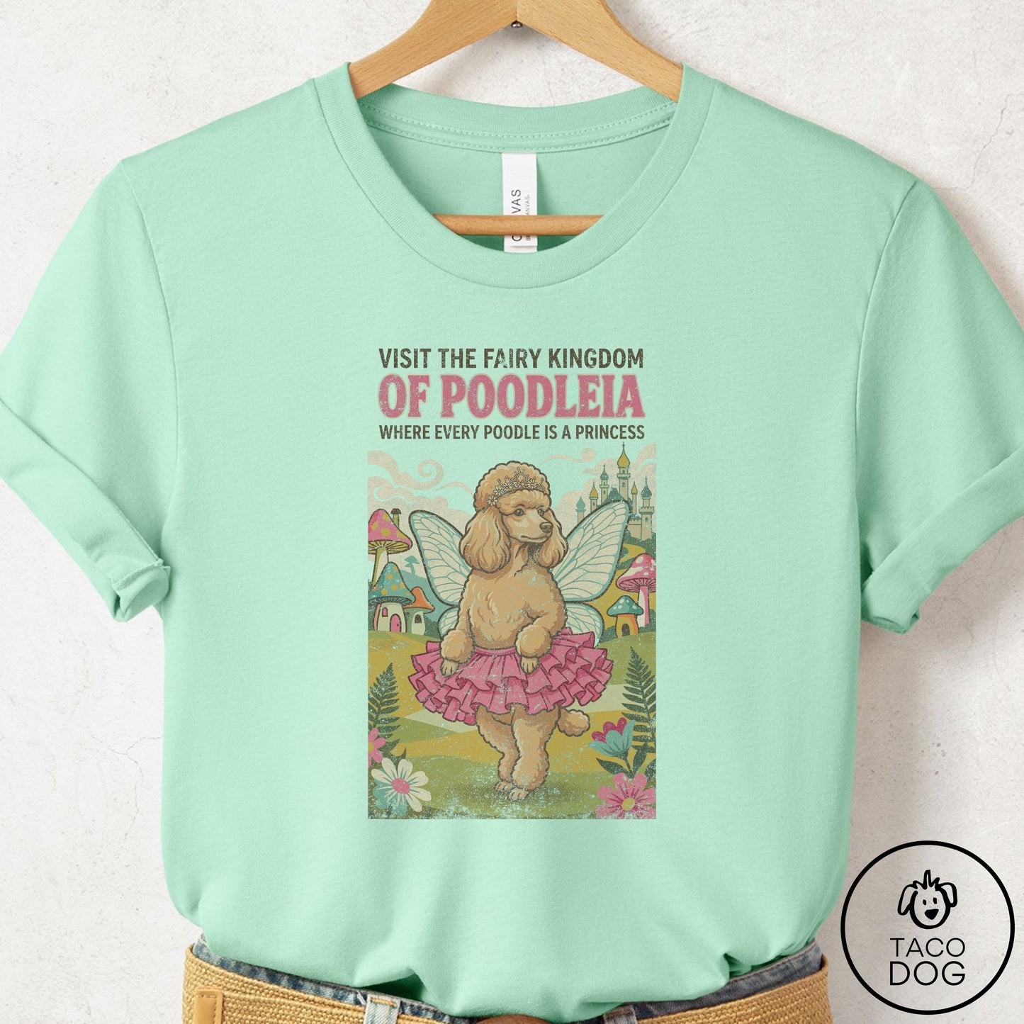 Poodle Fairy Kingdom T-Shirt Mint Taco-Dog