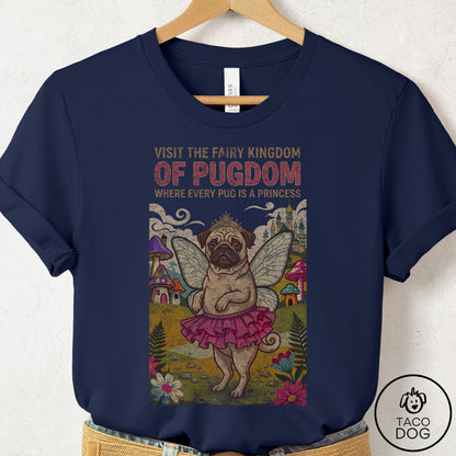 Pug Fairy Kingdom T-Shirt Navy Taco-Dog