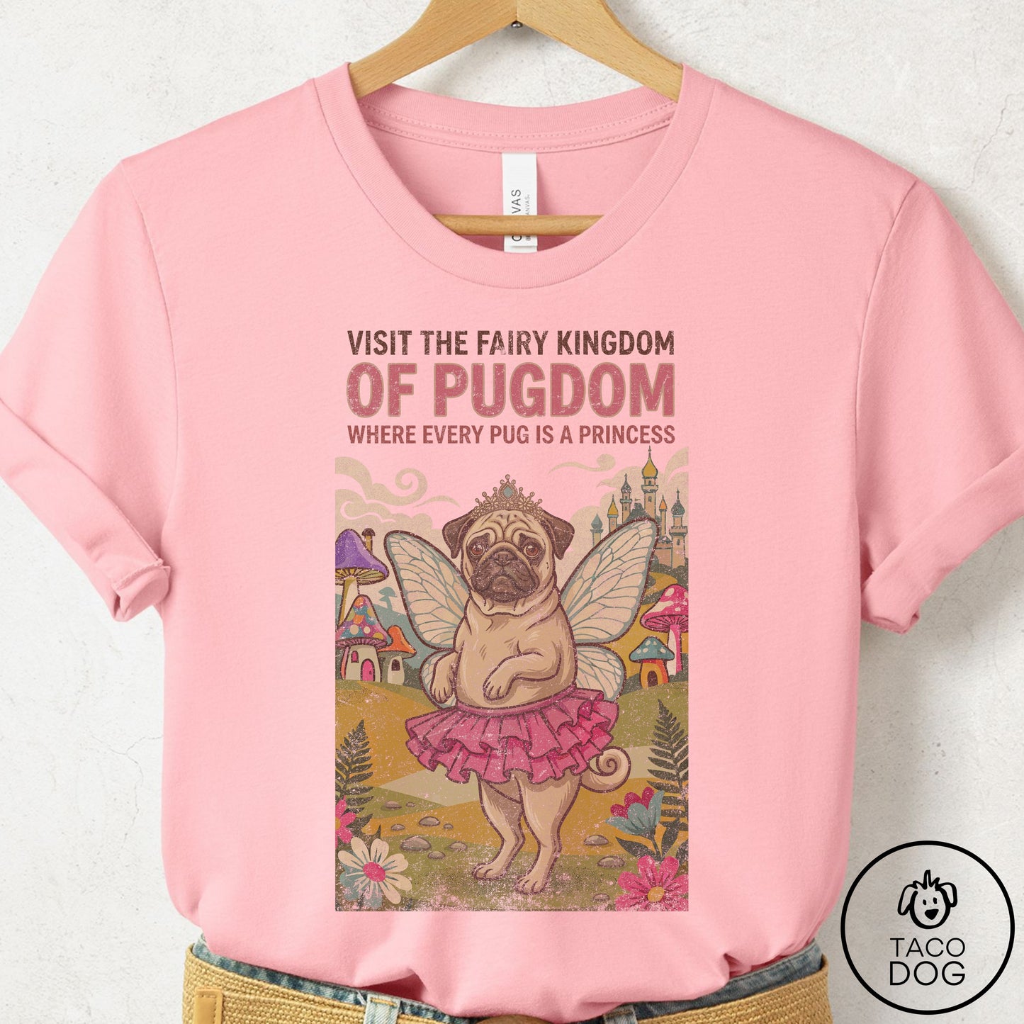 Pug Fairy Kingdom T-Shirt Pink Taco-Dog
