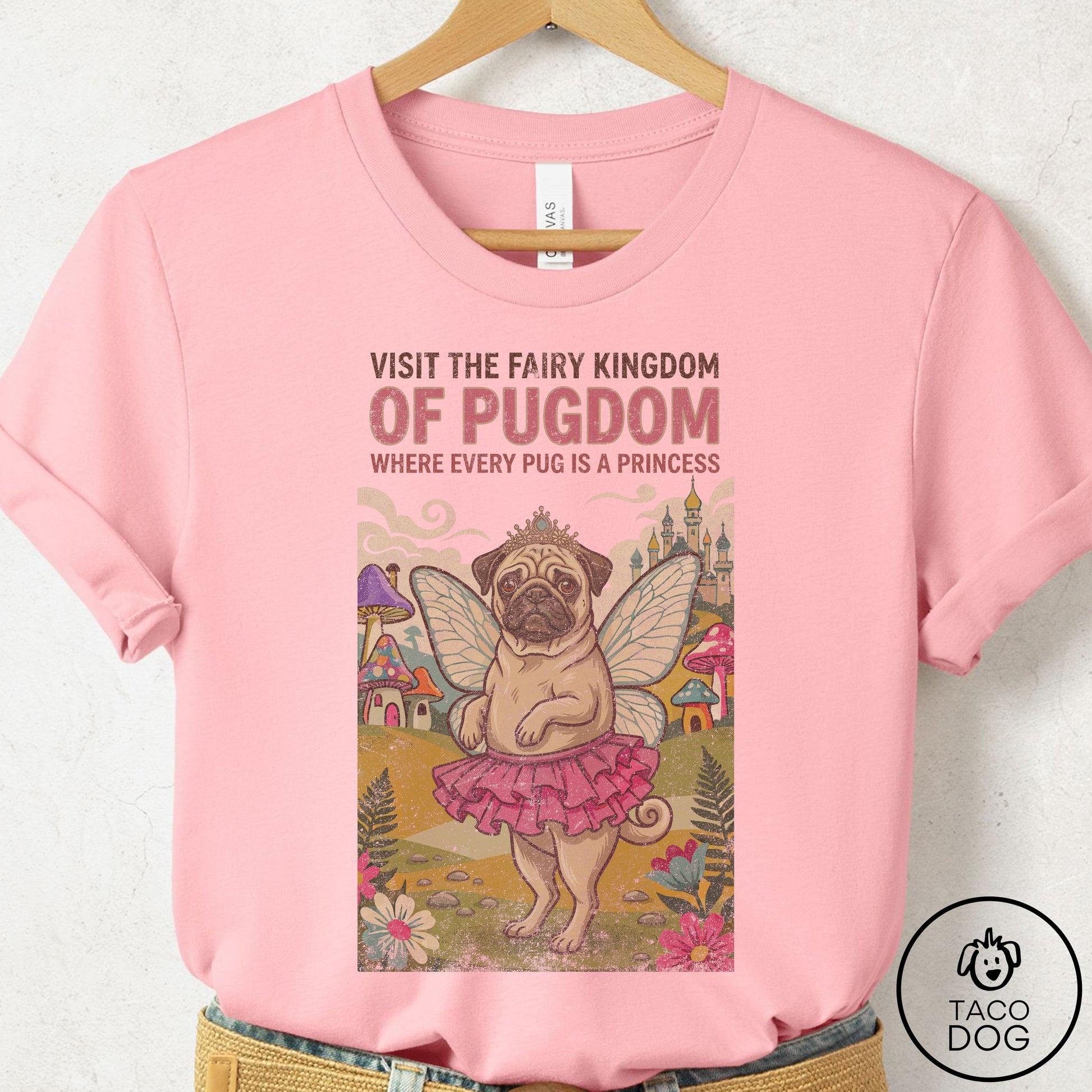 Pug Fairy Kingdom T-Shirt Pink Taco-Dog