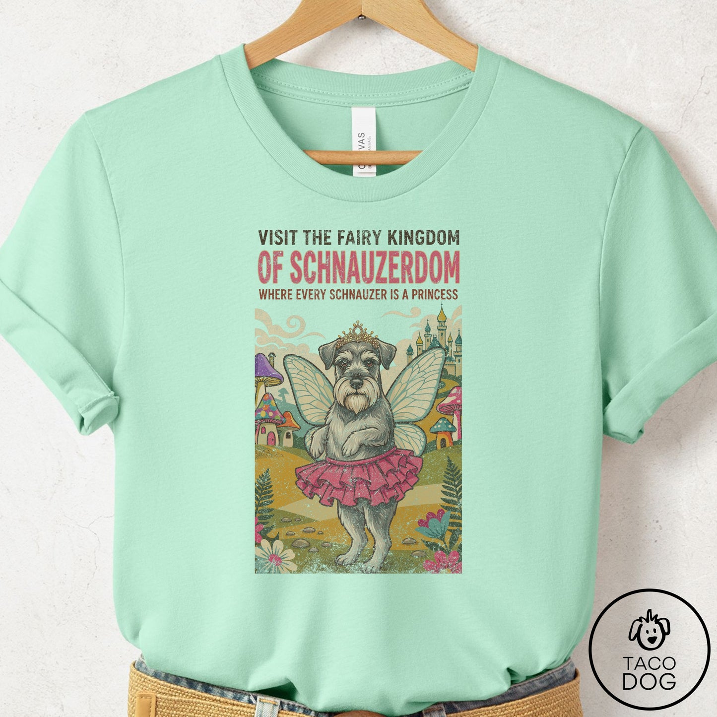 Schnauzer Fairy Kingdom T-Shirt Mint Taco-Dog