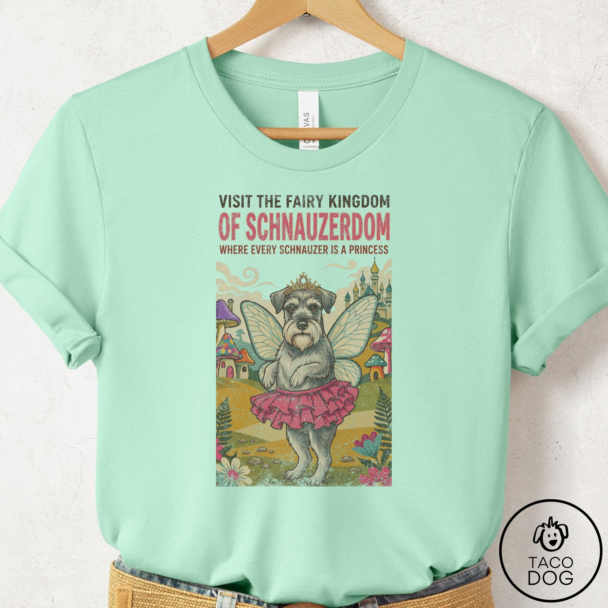 Schnauzer Fairy Kingdom T-Shirt Mint Taco-Dog