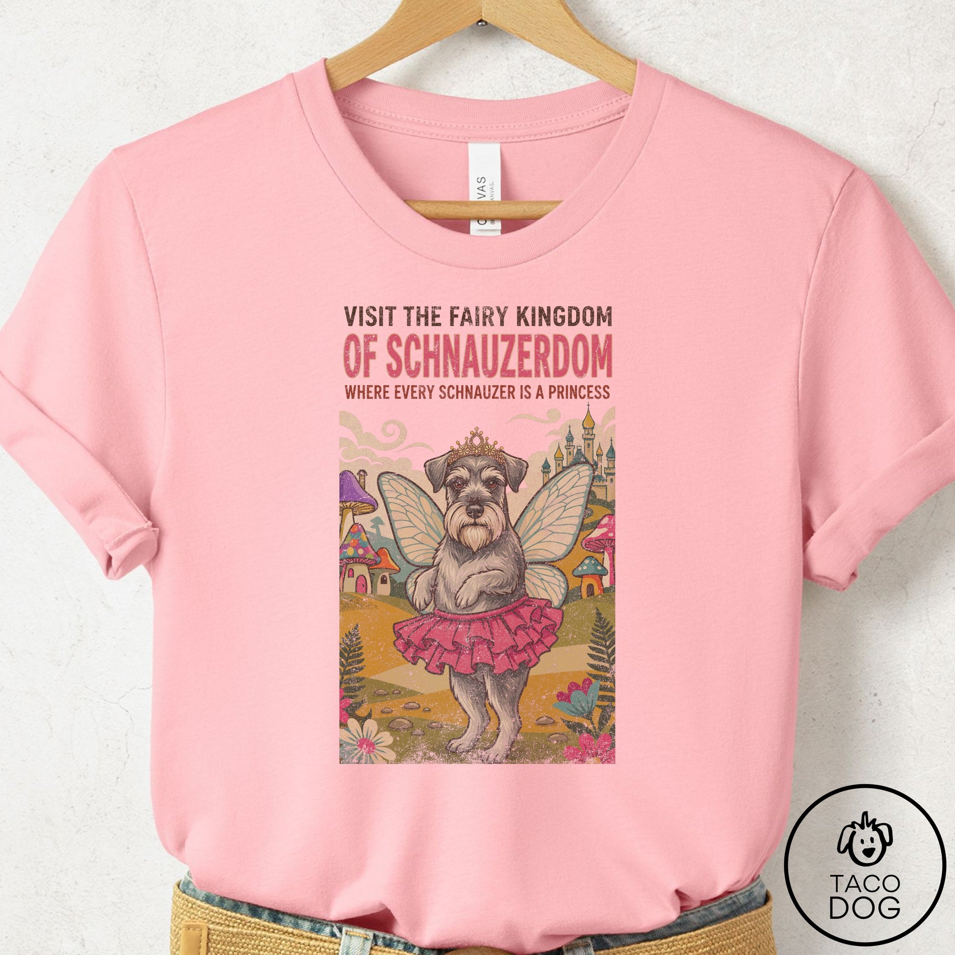 Schnauzer Fairy Kingdom T-Shirt Pink Taco-Dog
