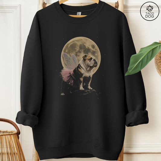 English Bulldog Fairy Moon Sweatshirt Black Taco-Dog