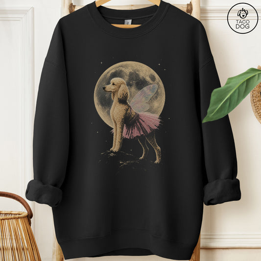 Poodle Fairy Moon Sweatshirt Black Taco-Dog