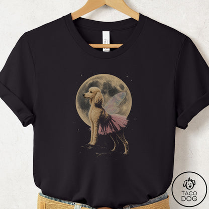 Poodle Fairy Moon T-Shirt Black Taco-Dog