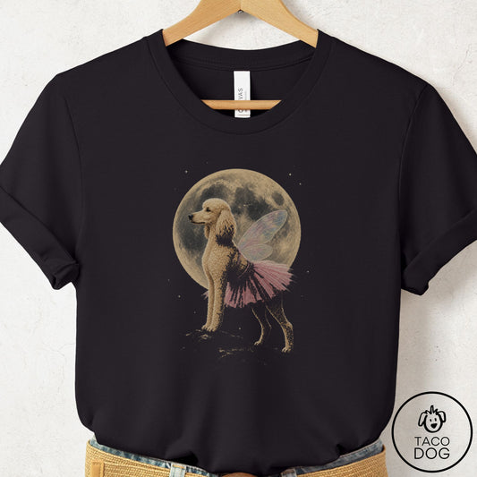 Poodle Fairy Moon T-Shirt Black Taco-Dog