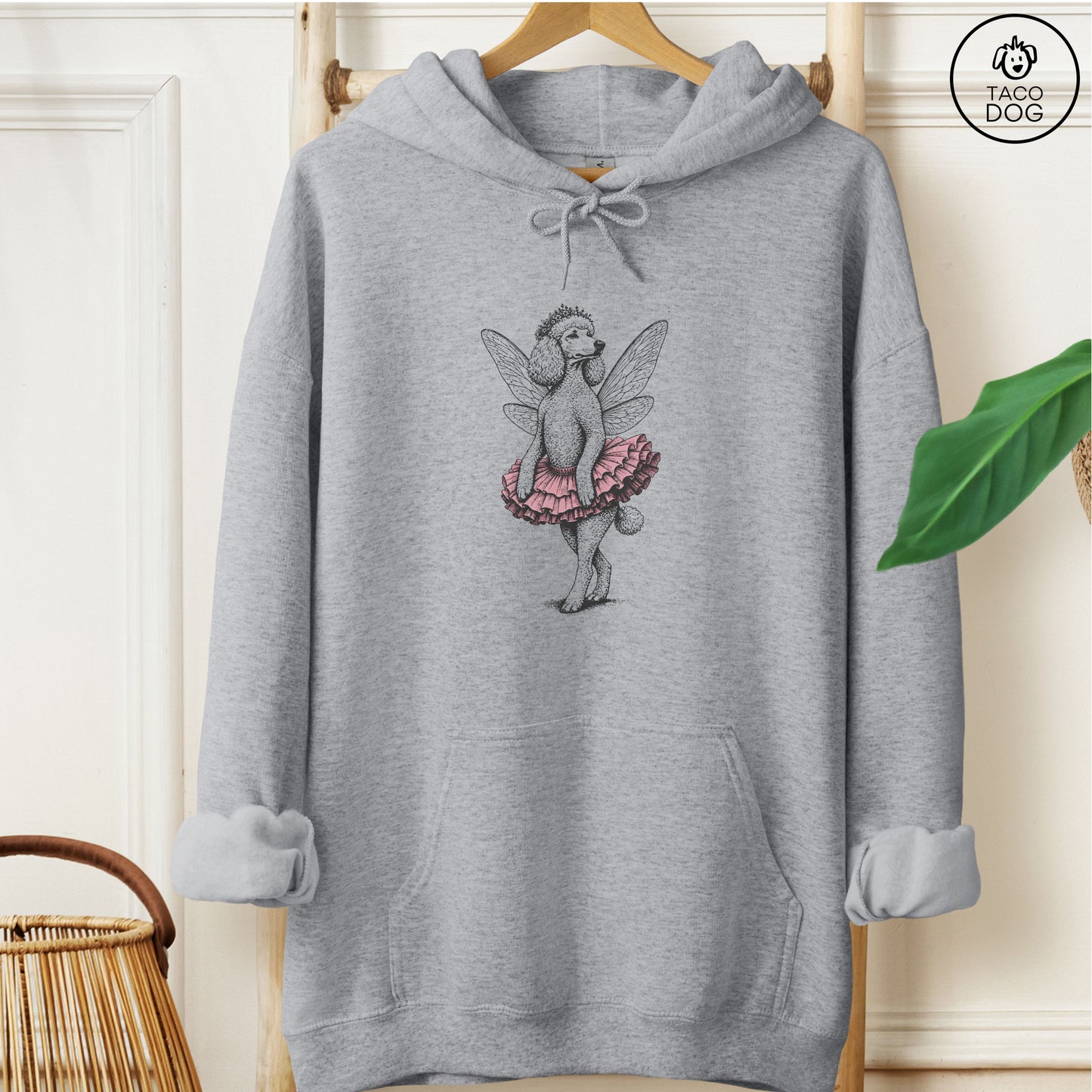 Poodle Fairy Hoodie Graphite Heather Taco-Dog
