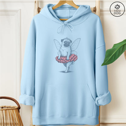 Pug Fairy Hoodie Light Blue Taco-Dog