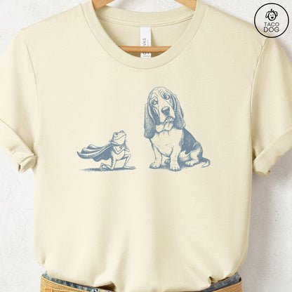 Basset Hound & Frog T-Shirt Natural Taco-Dog