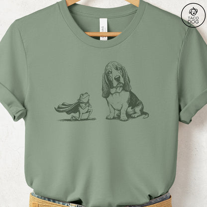 Basset Hound & Frog T-Shirt Sage Taco-Dog