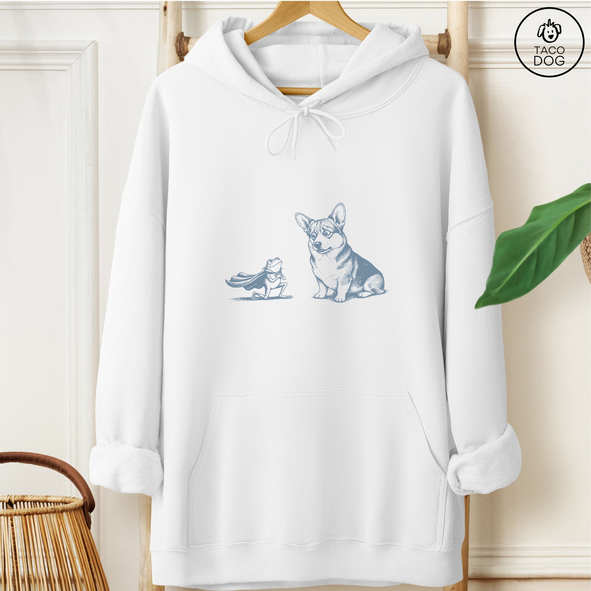 Corgi & Frog Hoodie White