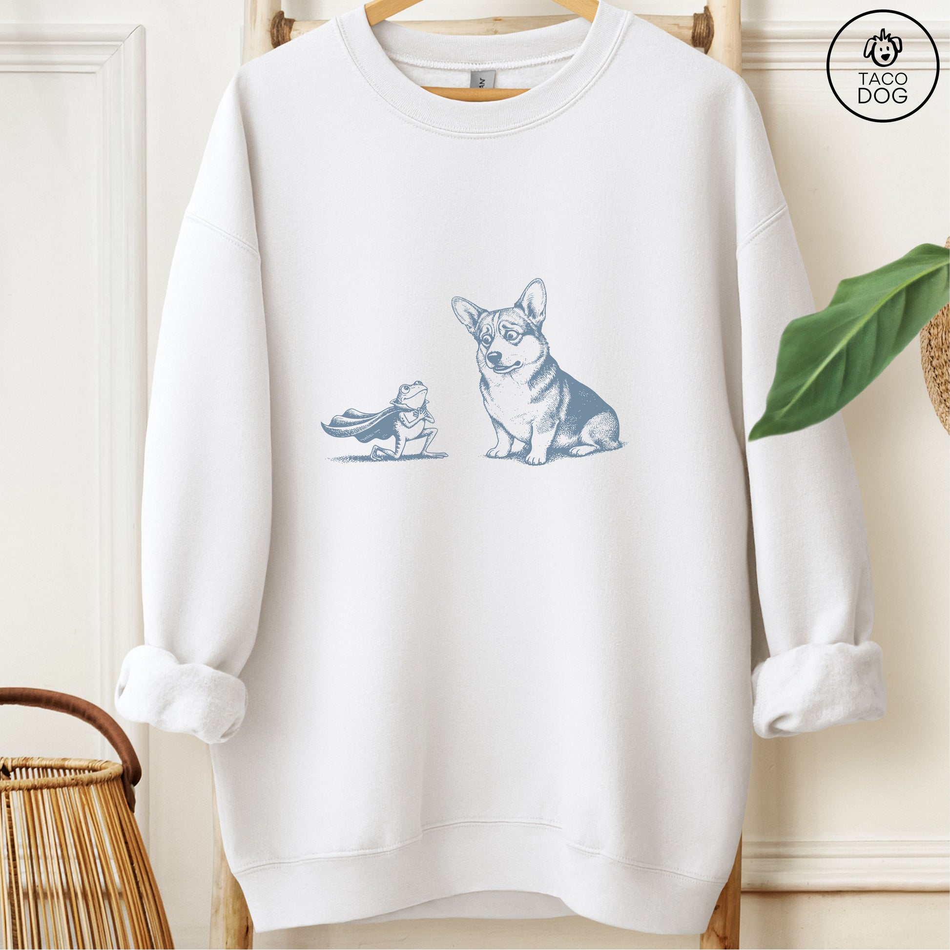Corgi & Frog Sweatshirt White
