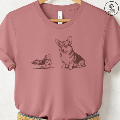 Corgi & Frog T-Shirt Heather Mauve
