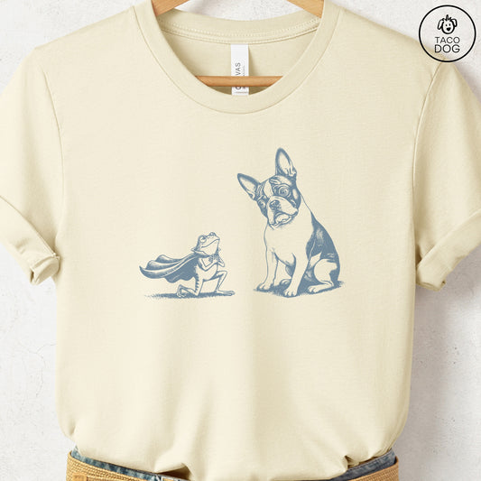 French Bulldog Frenchie & Frog T-Shirt Natural