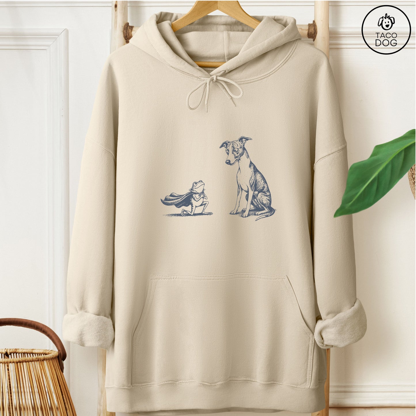 Italian Greyhound Iggy & Frog Hoodie Sand Taco-Dog