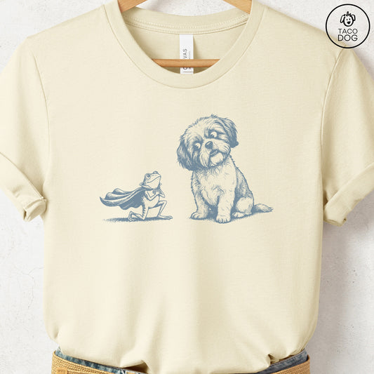 Shih Tzu & Frog T-Shirt Natural