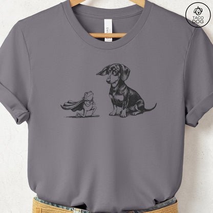 Dachshund Weenie & Frog T-Shirt Storm Taco-Dog