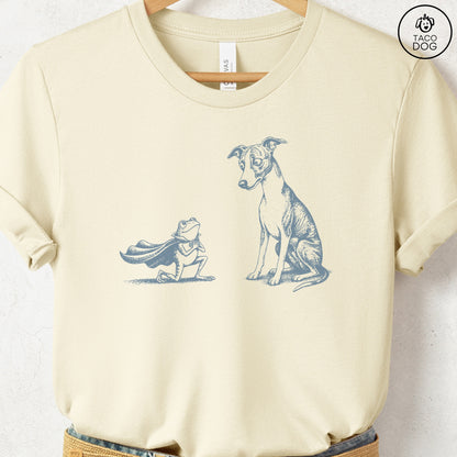 Italian Greyhound Whippet Iggy & Frog T-Shirt Natural Taco-Dog