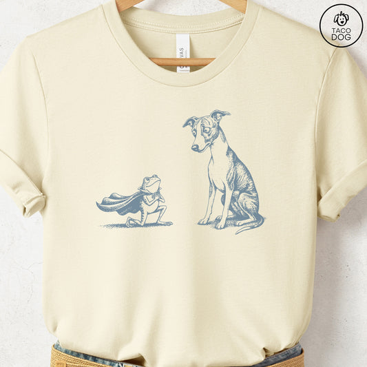 Italian Greyhound Whippet Iggy & Frog T-Shirt Natural