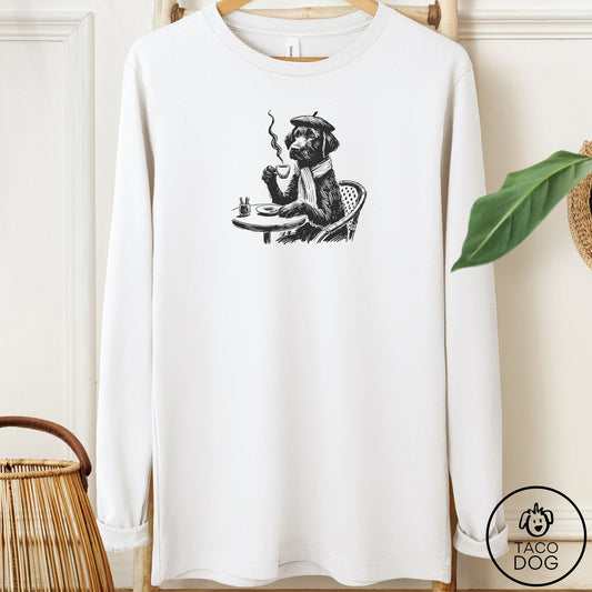 Labrador Retriever Paris Long Sleeve Tee White Taco-Dog