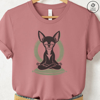 Chihuahua Meditate Linocut Tee Heather Mauve S Taco-Dog