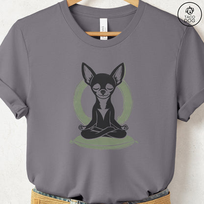 Chihuahua Meditate Linocut Tee Storm S Taco-Dog