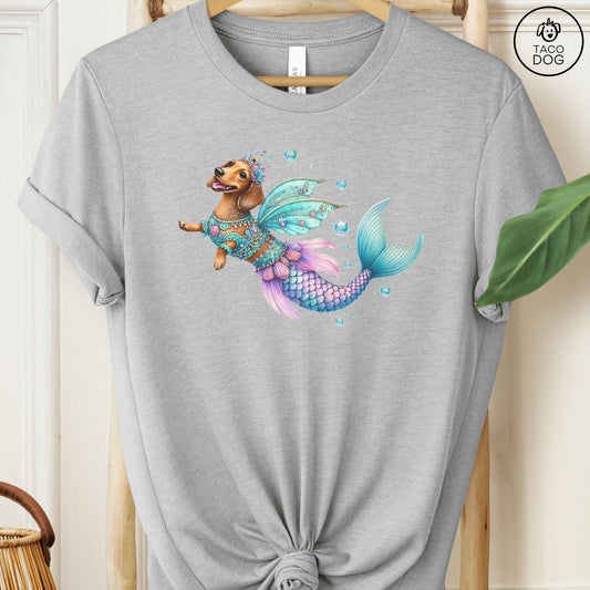 Dachshund Mermaid T-Shirt Athletic Heather Taco-Dog