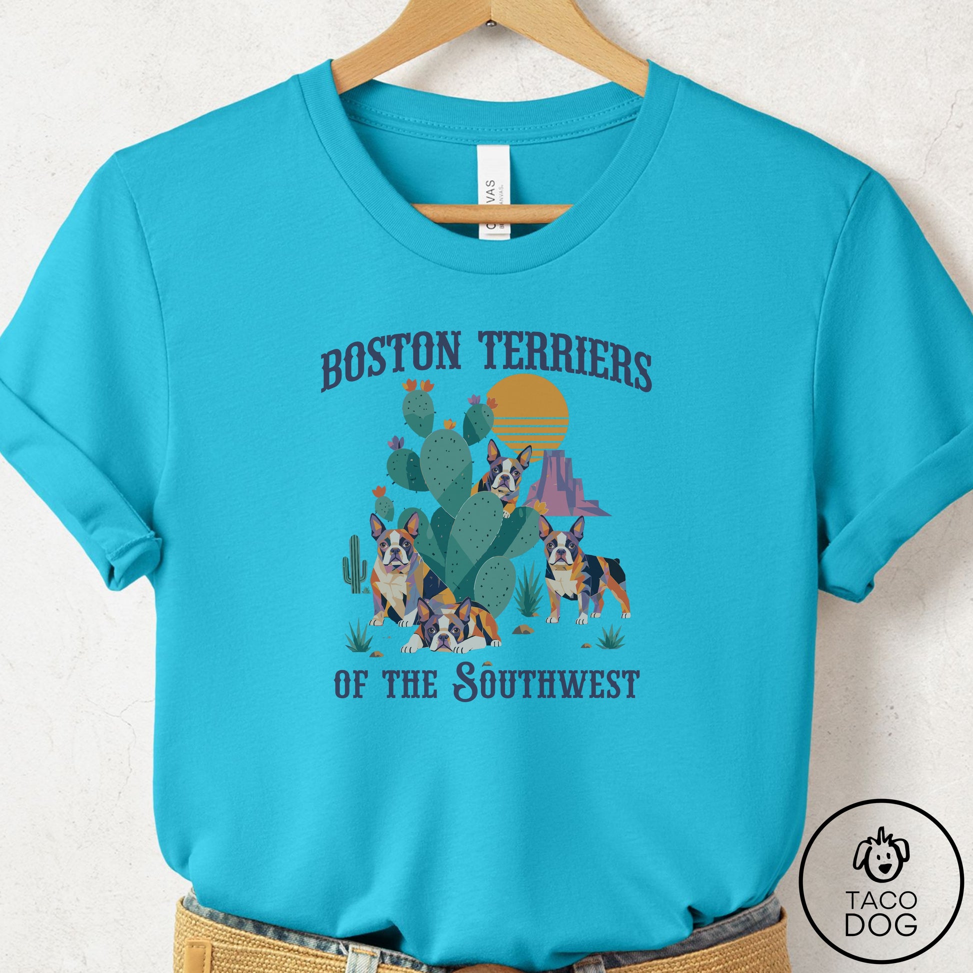 Boston Terrier of the Southwest T-Shirt Turquoise Taco-Dog