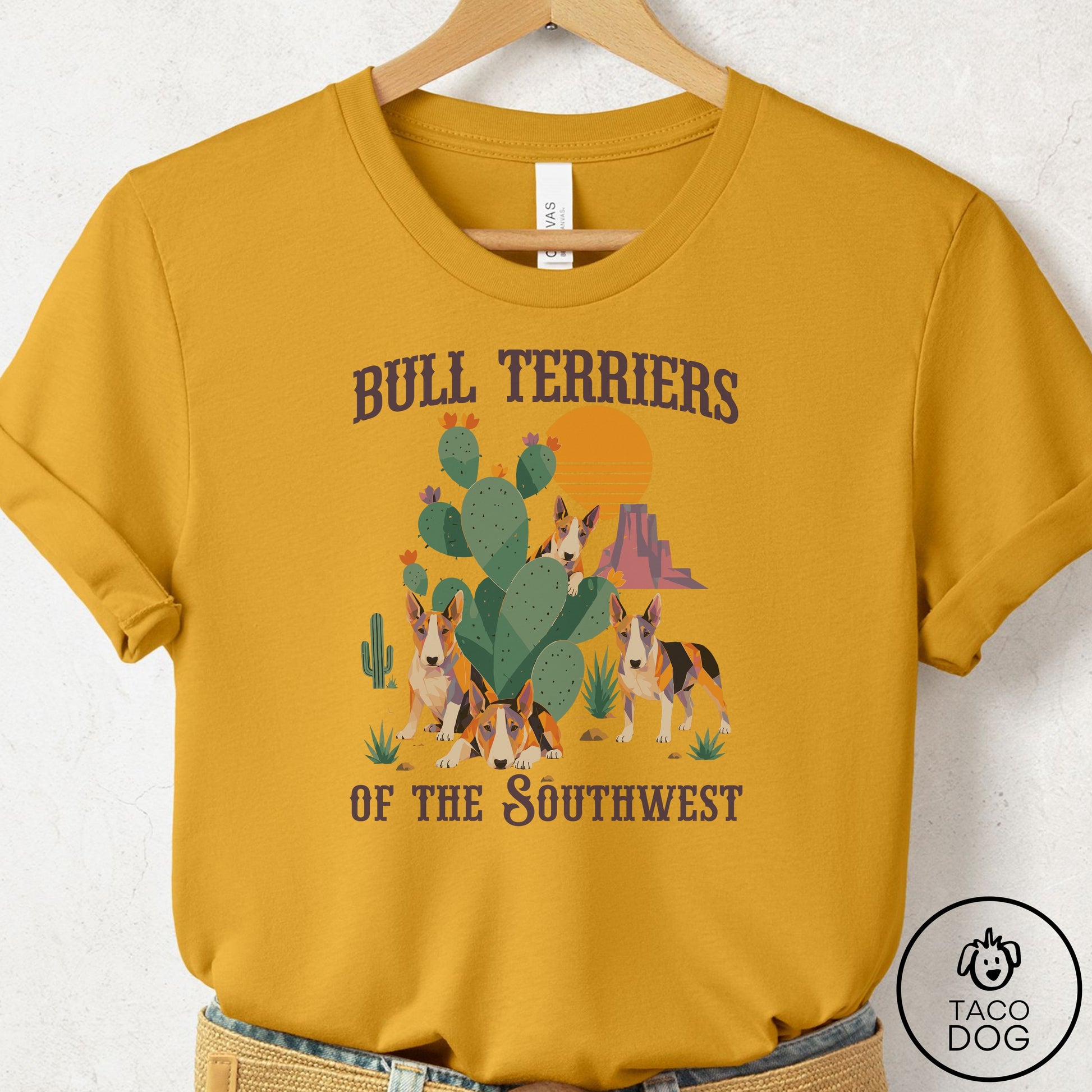 Bull Terrier of the Southwest T-Shirt Mustard Taco-Dog