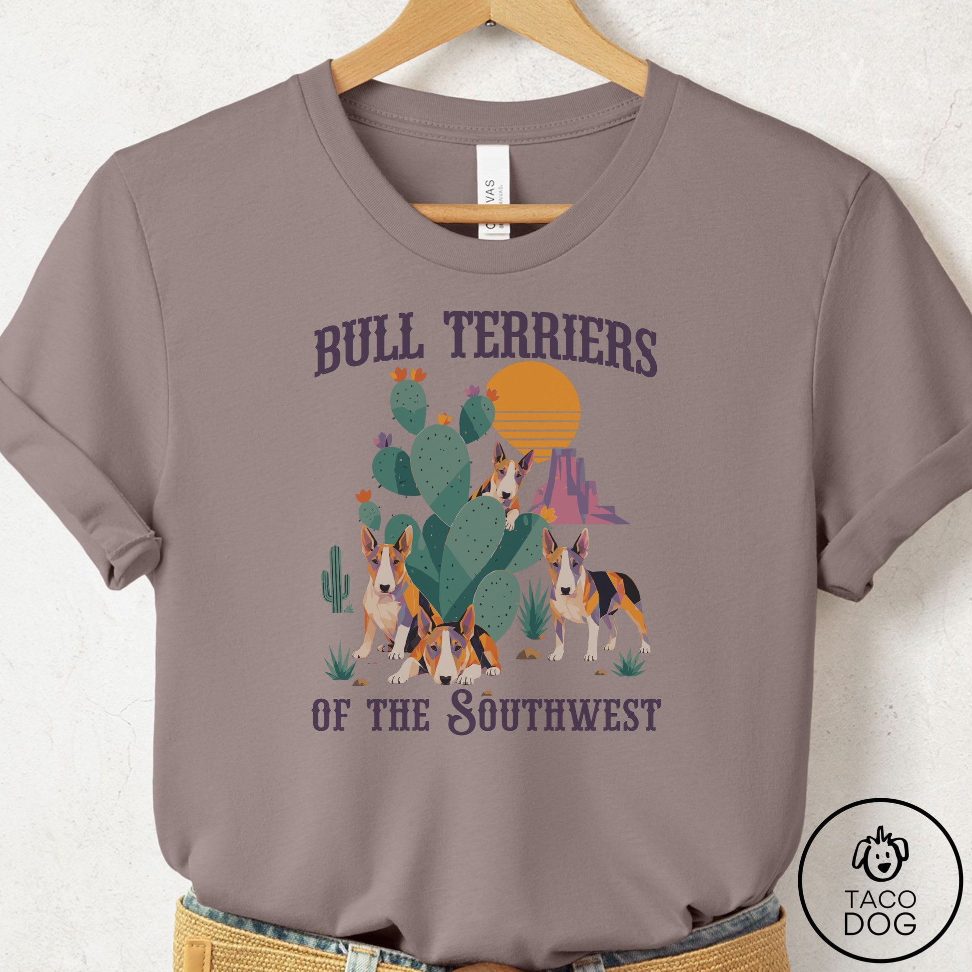 Bull Terrier of the Southwest T-Shirt Pebble Brown Taco-Dog