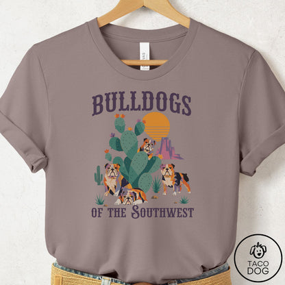 English Bulldog of the Southwest T-Shirt Pebble Brown Taco-Dog
