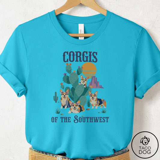Corgi of the Southwest T-Shirt Turquoise Taco-Dog